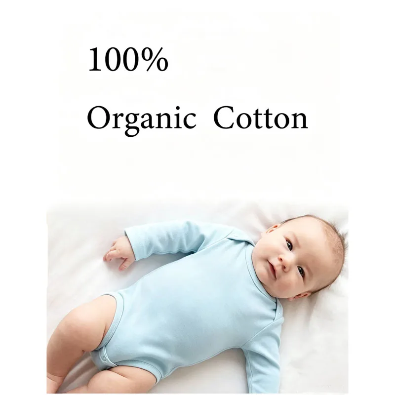 0-24M Organic Cotton Baby Bodysuit Solid Color Long Sleeve Onesie Newborn Infant Romper Jumpsuit Neutral Baby Girl Boy Basic Clo