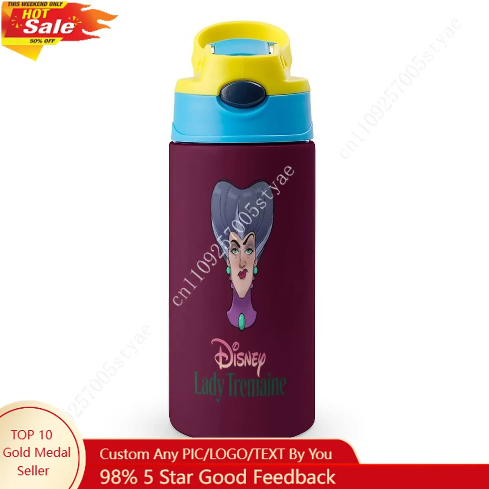 

Lady Tremaine Insulated Bottle Disney Cartoon Custom Your Photo Logo Text DIY Design Birthday Holiday Gift Thermos Bottle