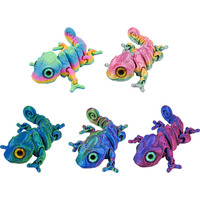 3D Printing Chameleon Figures Multi-Joint Movable Simulation Eyes for Home Accessories Kids Gift Living Room Decoration