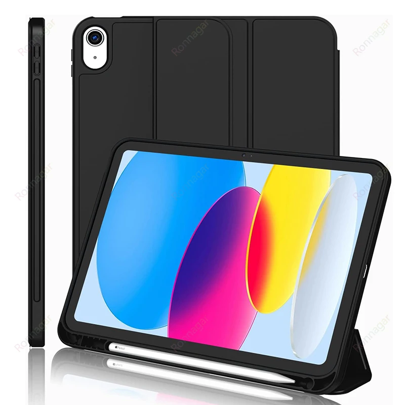 

Чехол-подставка для iPad 10-го поколения 2022 года (10,9 дюйма) с держателем для стилуса, тонкий защитный чехол для iPad 10-го поколения A2696 A2757 A2777