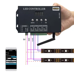 H807SB Controller WIFI 4 porte 4096 pixel funziona con WS2811 WS2812 WS2813 Controller RGB con striscia Led Controller SPI per scheda SD