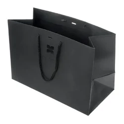 Custom Private Logo Printed Black Small Personalized Luxury Shopping Tote Gift Paper Bags With Ribbon Handles For Jewelry