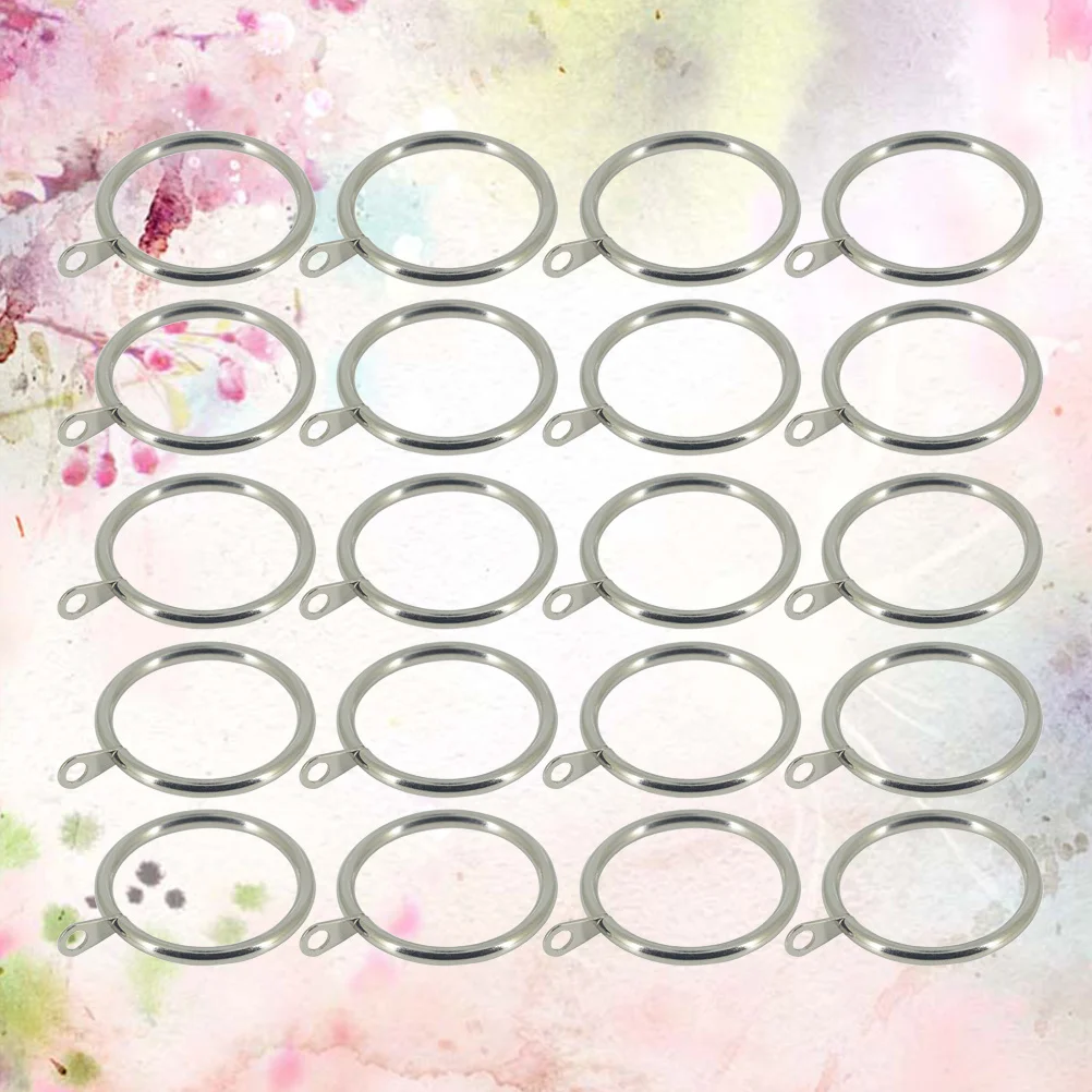 20 قطعة حلقات ستائر حديدية صديقة للبيئة قوية محمولة لغرفة تبديل الملابس المنزلية نظيفة أنيقة 37 مللي متر خواتم معلقة فضية