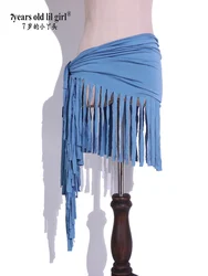 Lycra Cotton Gothic Tribal Belly Dance Hip Scarf Wrap Waist Belt  With Short Tassels