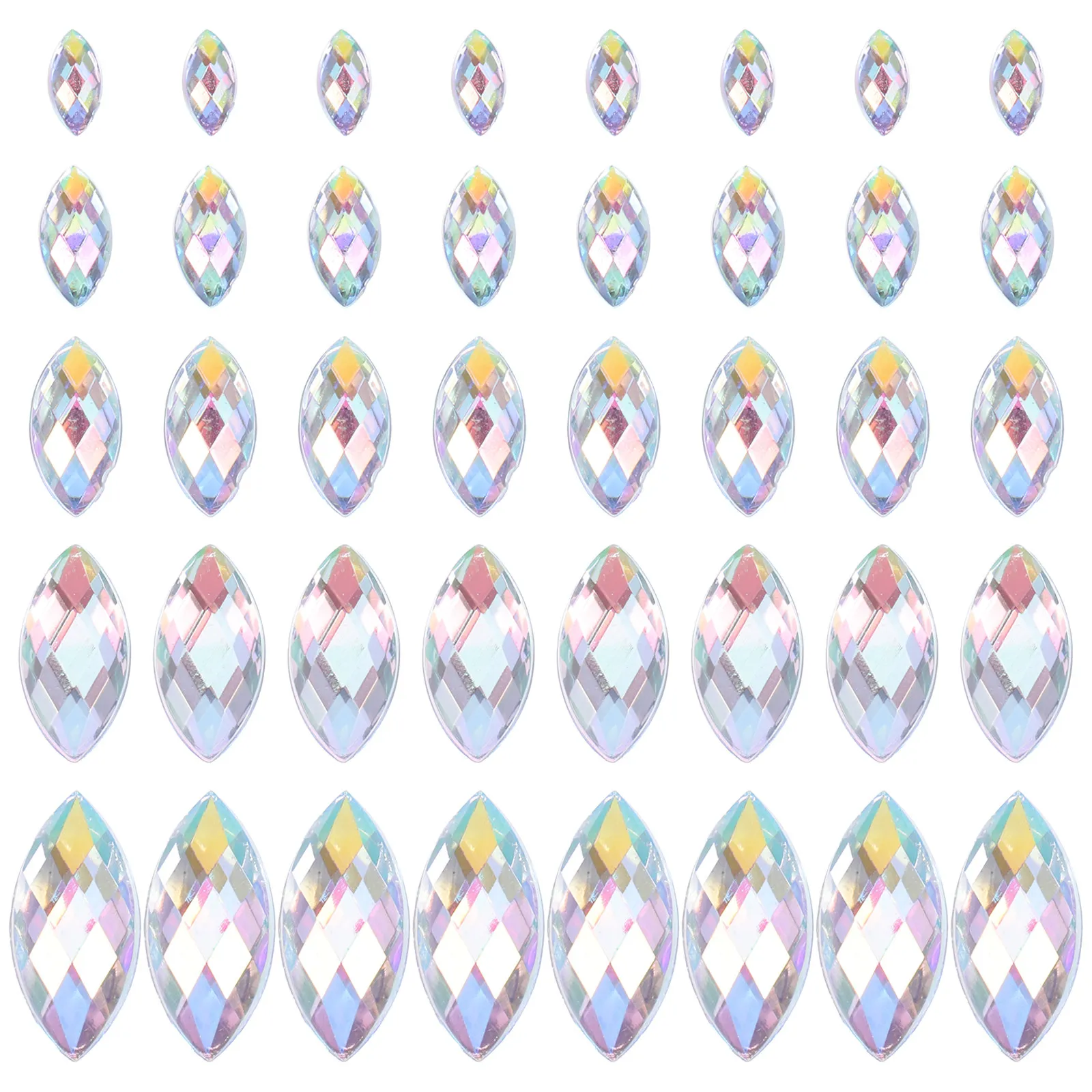 

600Pcs Shape Acrylic Rhinestones Flatback Gems Durable Crystal Ab Sparkling Embellishments for DIY Crafts Nail Art