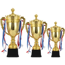 Metal Model Gold Trophy Awards Crown with Lid Small Prize Cup Competition Soccer Sports Games Winner Award Trophy Toy