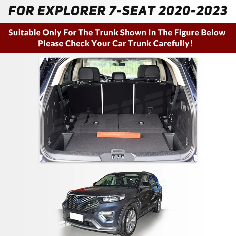 Auto Full Coverage Trunk Mat For Ford Explorer 7-Seat 2020-2023 22 Car Boot Cover Pad Cargo Liner Interior Protector Accessories