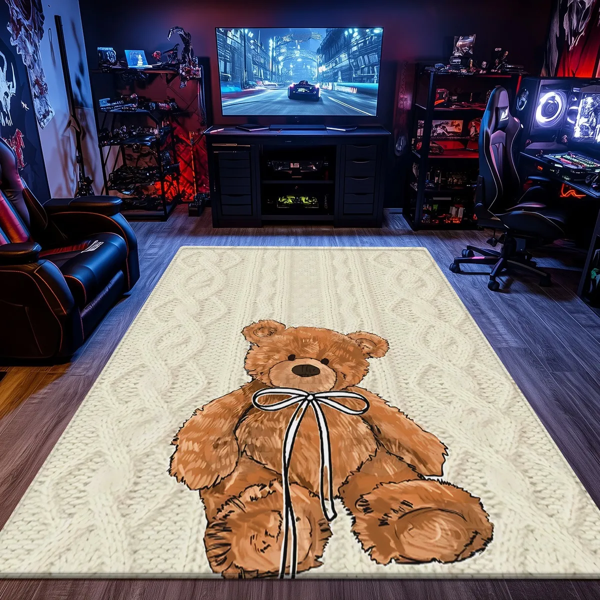 سجادة مخملية كريستالية لطيفة على شكل دمية دب بتصميم حيوانات كرتونية ديكور غرفة الأطفال سجادة أرضية ناعمة منفوشة لتزيين منزل حضانة الأطفال #5