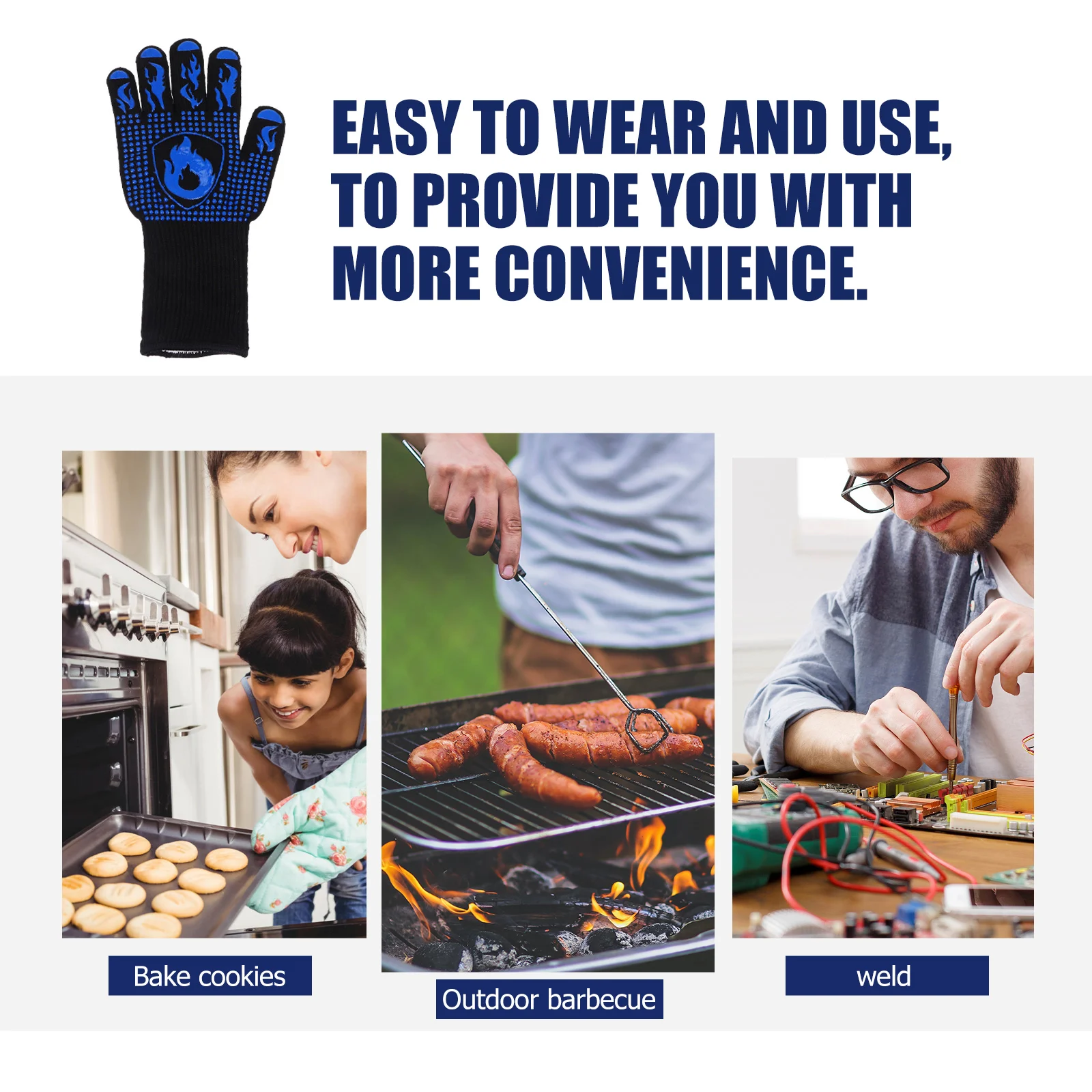 

1Pcs Heat Resistant Silicone Oven Mitts Protective Gloves for Baking Bbq Kitchen Non-Slip Oven Gloves Mitts