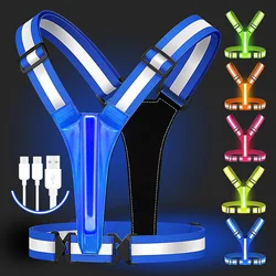 Safety Vest Adjustable Clothing High-Visibility Safety 3 Lighting Modes LED Running Gear Children Night Men