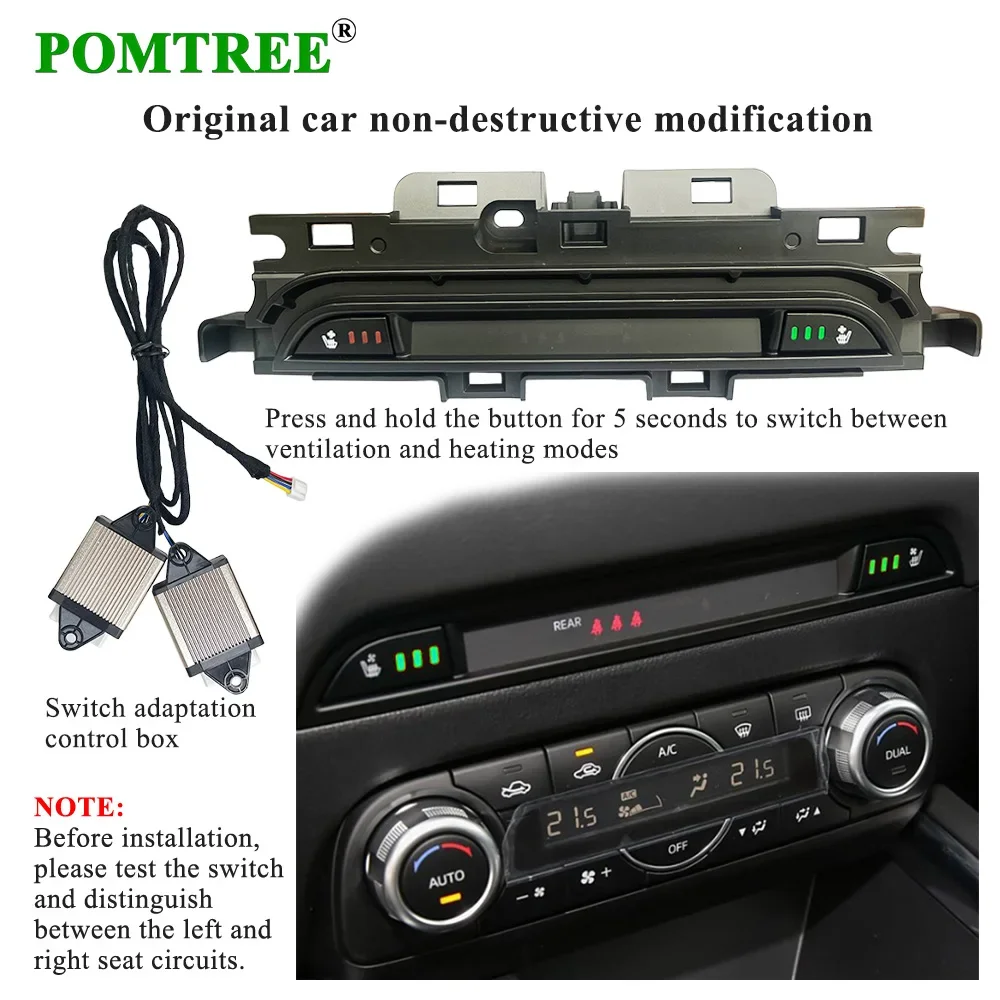 2 Seats Car Seat Heater Cooler Kit With Built-in Fans Heating Pads Switch For Mazda CX-5 24-25 All Season Use Winter Warm Summer
