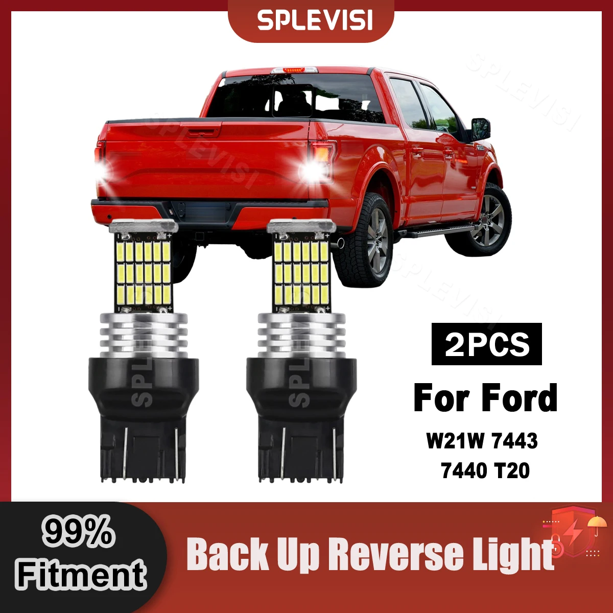 A Pair LED Reverse Light 7443 7440 T20 Canbus Backup Lamp For Ford F-150 F-250 Super Duty Kuga 3 Ranger Explorer Transit connect