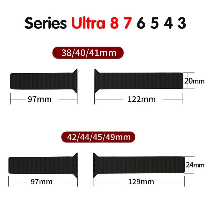 Magnetic strap For Apple watch band series 8 3 5 4 SE 6 7 Ultra Silicone correa Bracelet iWatch 44mm 45mm 40mm 49mm 41mm 42mm