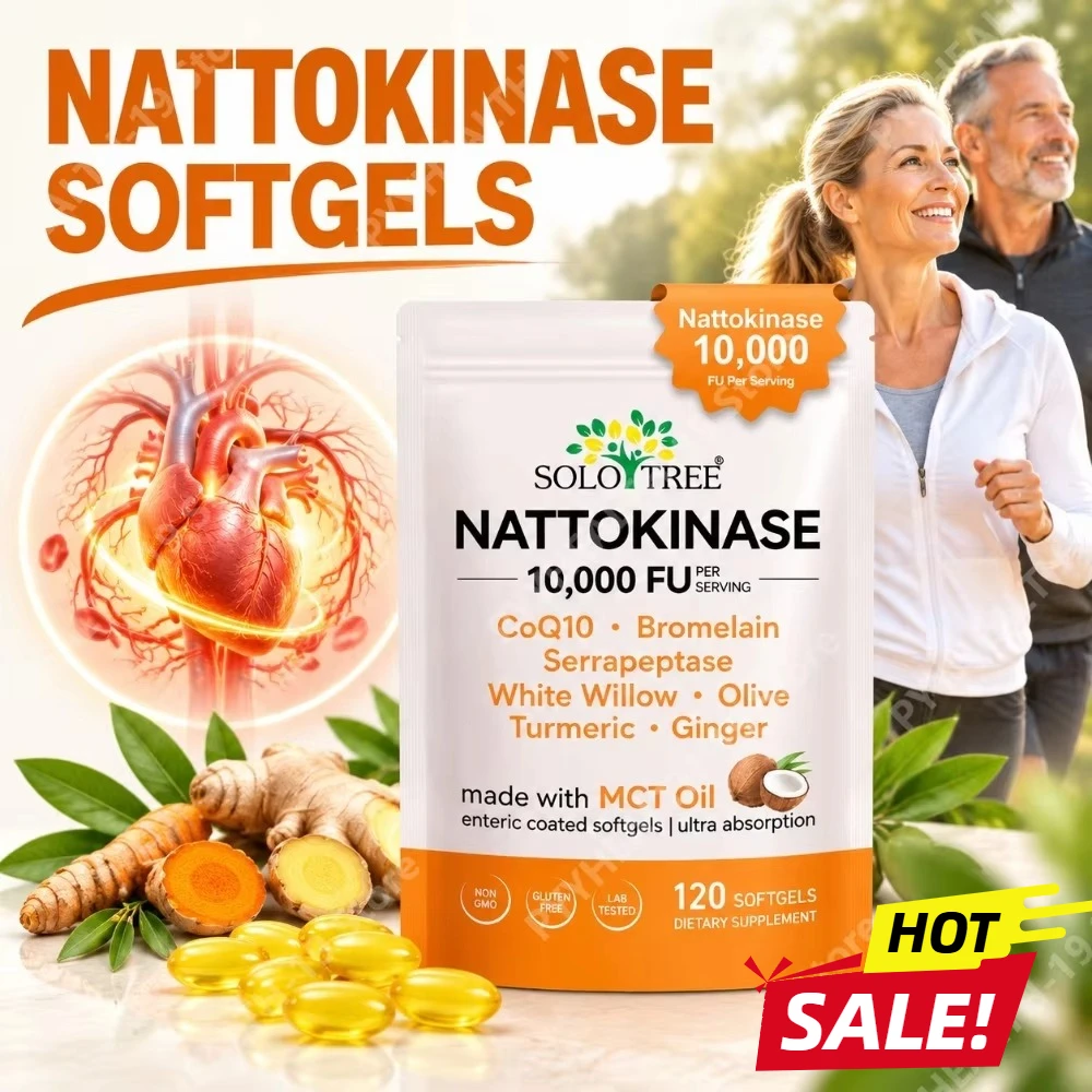 Nattokinase 10,000 FU Softgels, Supports Cardiovascular Health, Healthy Circulation & Digestive Function with MCT Oil, 120 Count
