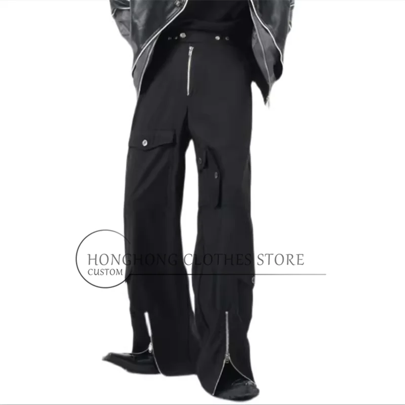 New male casual high quality straight leg pants loose original spring and autumn multi-pocket large size cargo pants