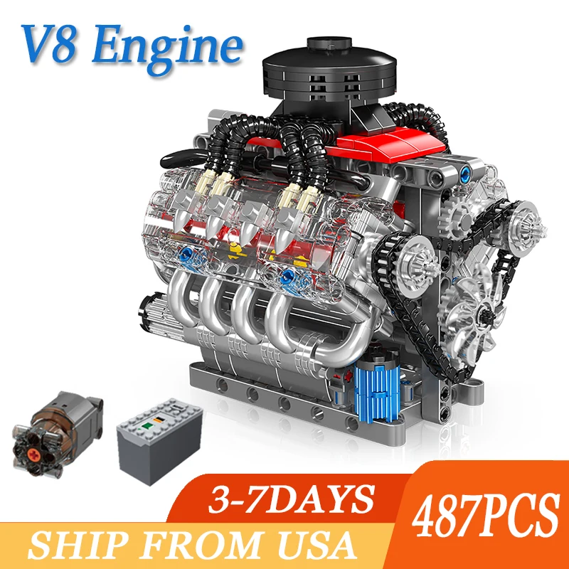 

487 шт. LSX454 V8 двигатель строительные блоки модель имитация коробки передач в сборе технические кирпичи игрушки украшения для мальчиков подарки для взрослых