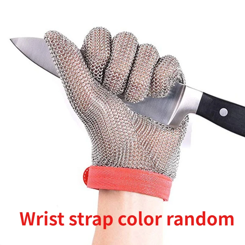 Plastic Belt Stainless Steel Mesh Glove Cut Resistant Chain Mail Protective Anti-Cutting for Kitchen Butcher Steel Wire Gloves