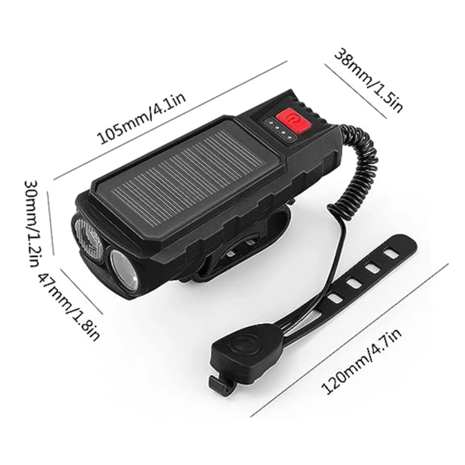 Lampu Depan Sepeda Pengisi Daya Tenaga Surya dengan 130dB 400LM 200M 2000MAh Tahan Air 3 Mode Senter Peringatan Sepeda Gunung Jalan