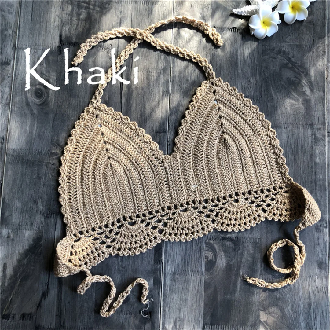 S - XL 9 Farben Häkel-Strick-Bikini-Oberteil Damen-Badeanzug Frauen-Bademode Bademode Badeoberteil mit Ausschnitten Strand-Top V4194 – Detail 23