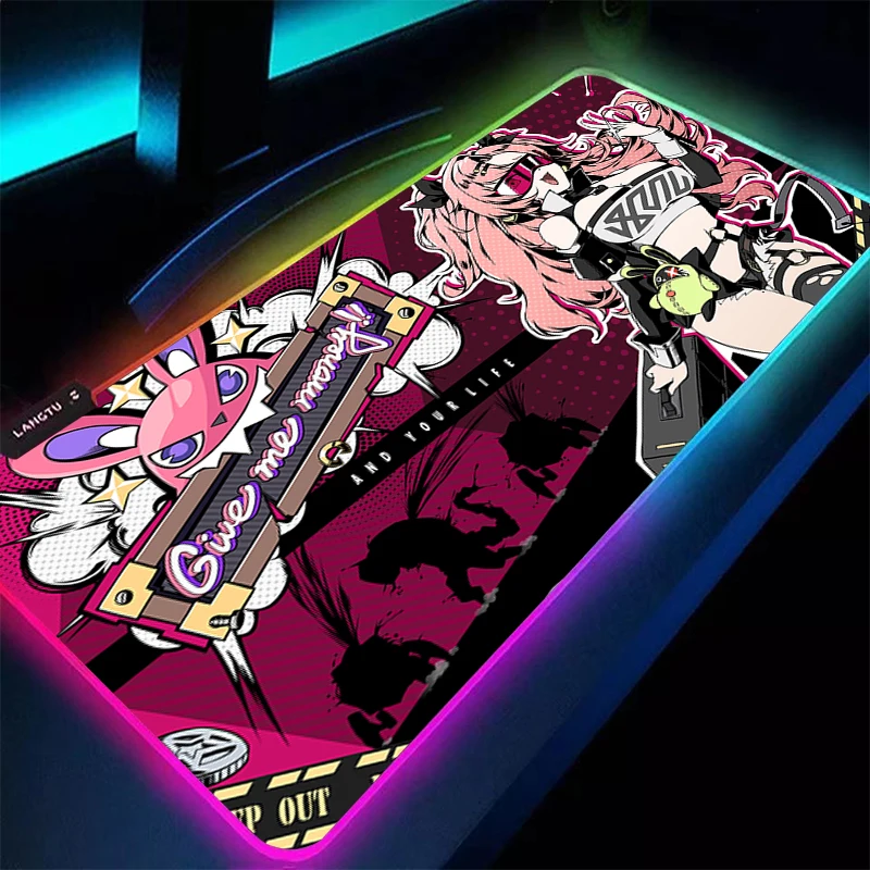 LED Mouse Pad Gaming Accessories Gabinete Gamer PC Computer Zenless Zone Zero Desk Mat RGB Keyboard Pad Nicole Demara Mousepad