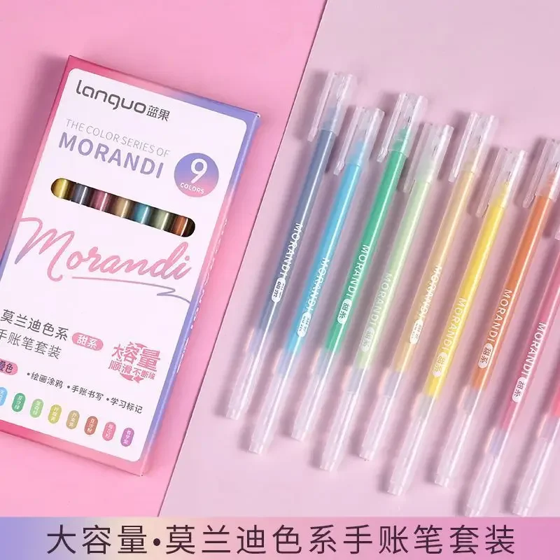 

9Colored Painting Gel Pen Languo Morandi Retro Pen Large-Capacity Color Handbook Pen For Student Painting Graffiti Writting