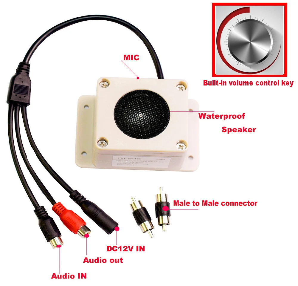 Waterproof Microphone Speaker In 1 Device for Security Camera Outdoor for IP Camera Audio Recording Two Way Audio Interphone