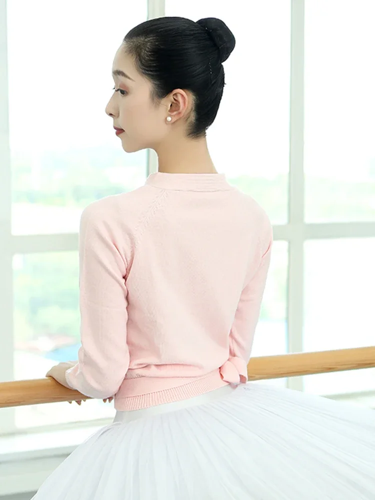 Women Ballet Dance Lace-up Coat Ballet Overall Wrap Sweaters Teen Ballerina Gymnastics Ballet Dance Warm Up Cardigan for Winter