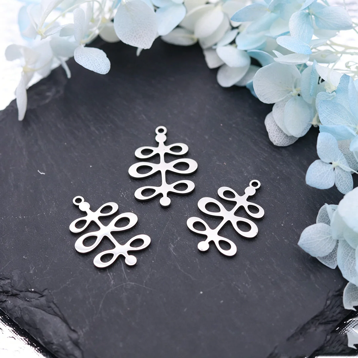 3pcs Stainless Steel Leaf Infinity Charms Connector For Earring Necklace DIY Jewelry Making Handmade Craft