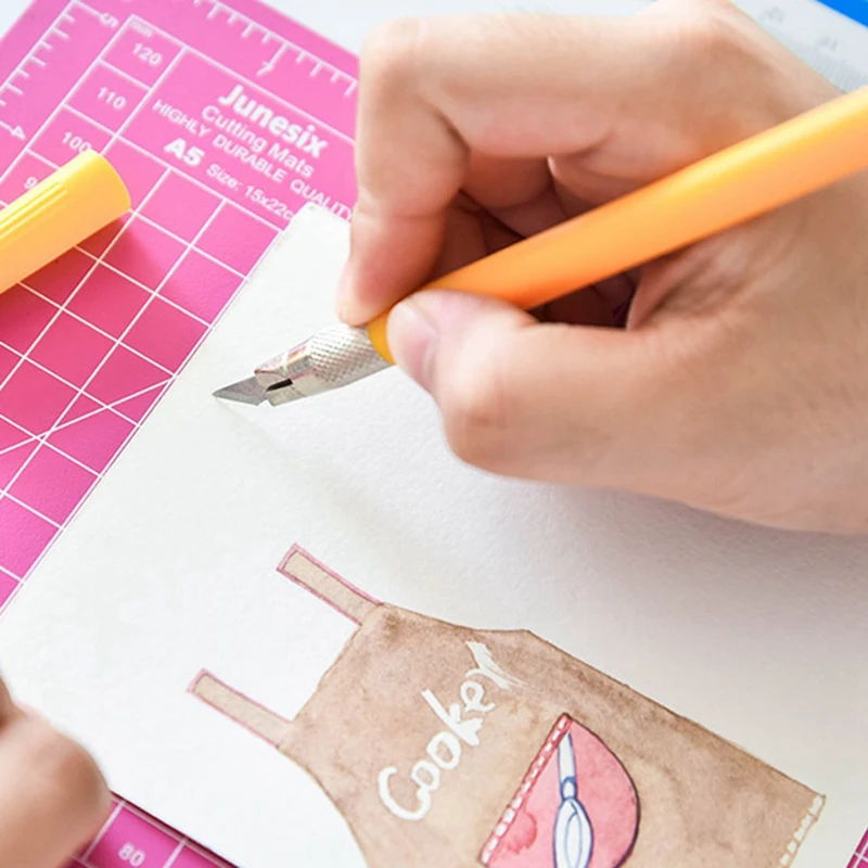 Hand Account Pen Sharpener A5 Cutting Pad Set, Engraving Pen Sharpener, Aluminum Ruler Cutting Board Three-Piece Set