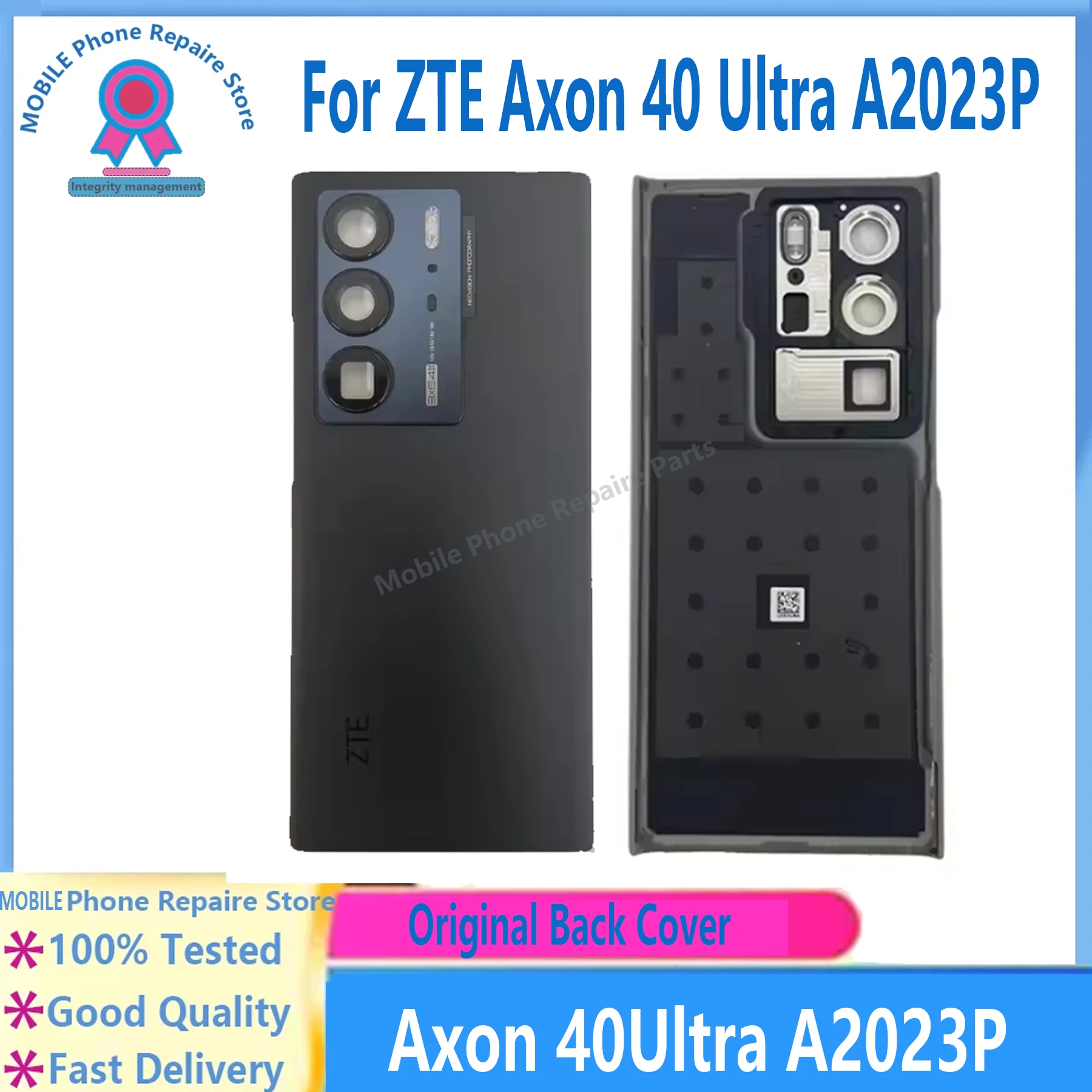 オリジナルバックバッテリーカバーガラス-zte-axon-40-ウルトラ-a2023p-ハウジングドアリアケース電話蓋とカメラフレームガラスレンズ