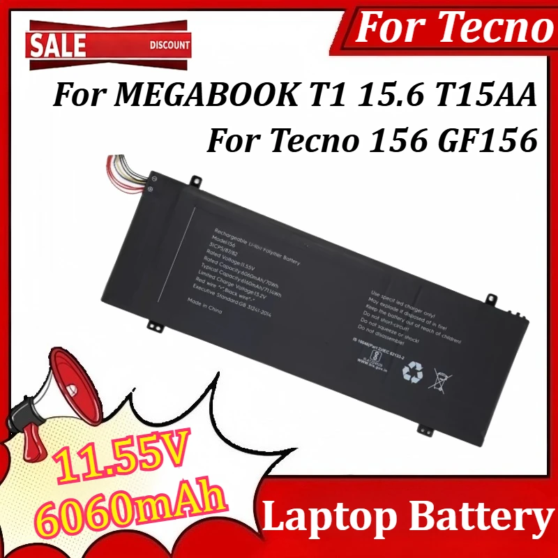 11.55V 6060mAh Laptop Battery For Tecno MEGABOOK T1 15.6 T15AA for Tecno 156 GF156