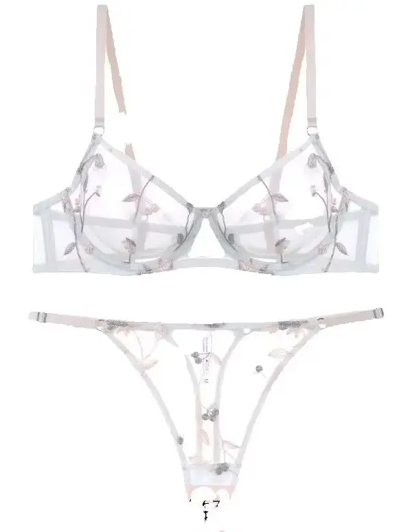 Elegantes französisches Dessous-Set, sexy Stickerei, ultradünner BH, Tanga, große Brust, Minimizer, Übergröße, Anti-Durchhänger, Komfort, MOYISU BH