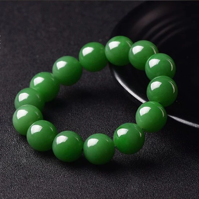 Authentic Natural Hetian Jade Bracelet for Couples - Exquisite Jade Bead Hand Strap for Good Fortune and Happiness