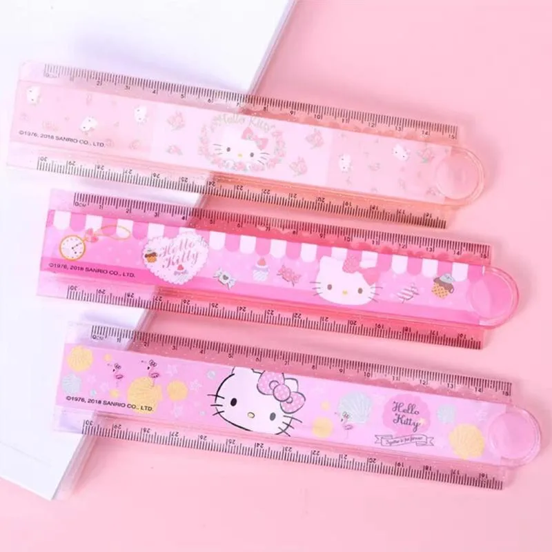 

24pcs/lot Sanrio Kitty Foldable Ruler Creative Rulers Drawing Painting Tool Promotional Stationery Gift School Supplies