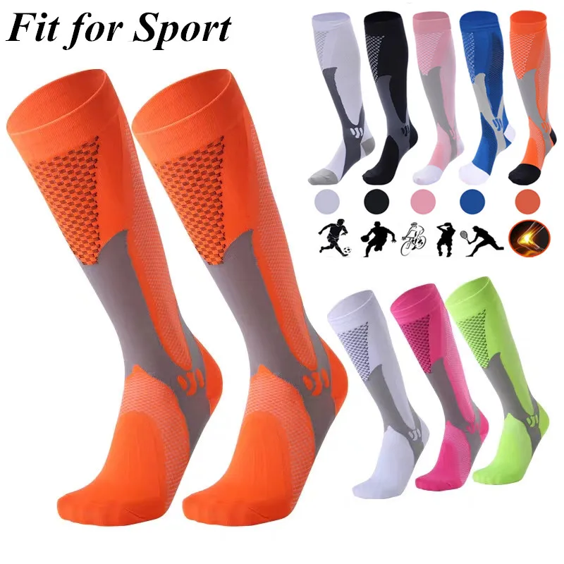 Compression Nylon Sports Stockings Diverse Styles Moisture Wicking Relieve Calf Fatigue Compression Socks Unisex 15-20 mmHg