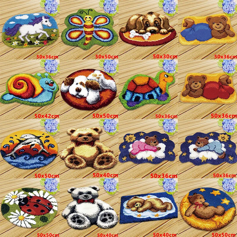 

Cartoon Animals Series Latch Hook Carpet Kits Segment Embroidery Materials Package Coarse Wool Carpet Cross Stitch Knooppakket