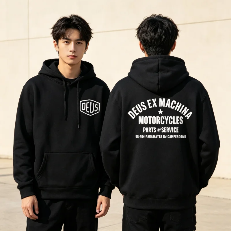 Neuer DEUS Y2K Enduro Herren Herbst-Winter Warmer Strick-Hoodie mit Verstellbarem Kordelzug in der Kapuze und Elastischen Bündchen für den Alltag im Freien
