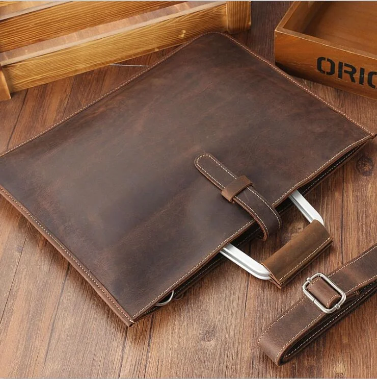 High Fashion Luxury Clutch Bag Men's A4 File Document Purse Wallet Top Layer Ipad Leather Business Bag Briefcase Cowkskin