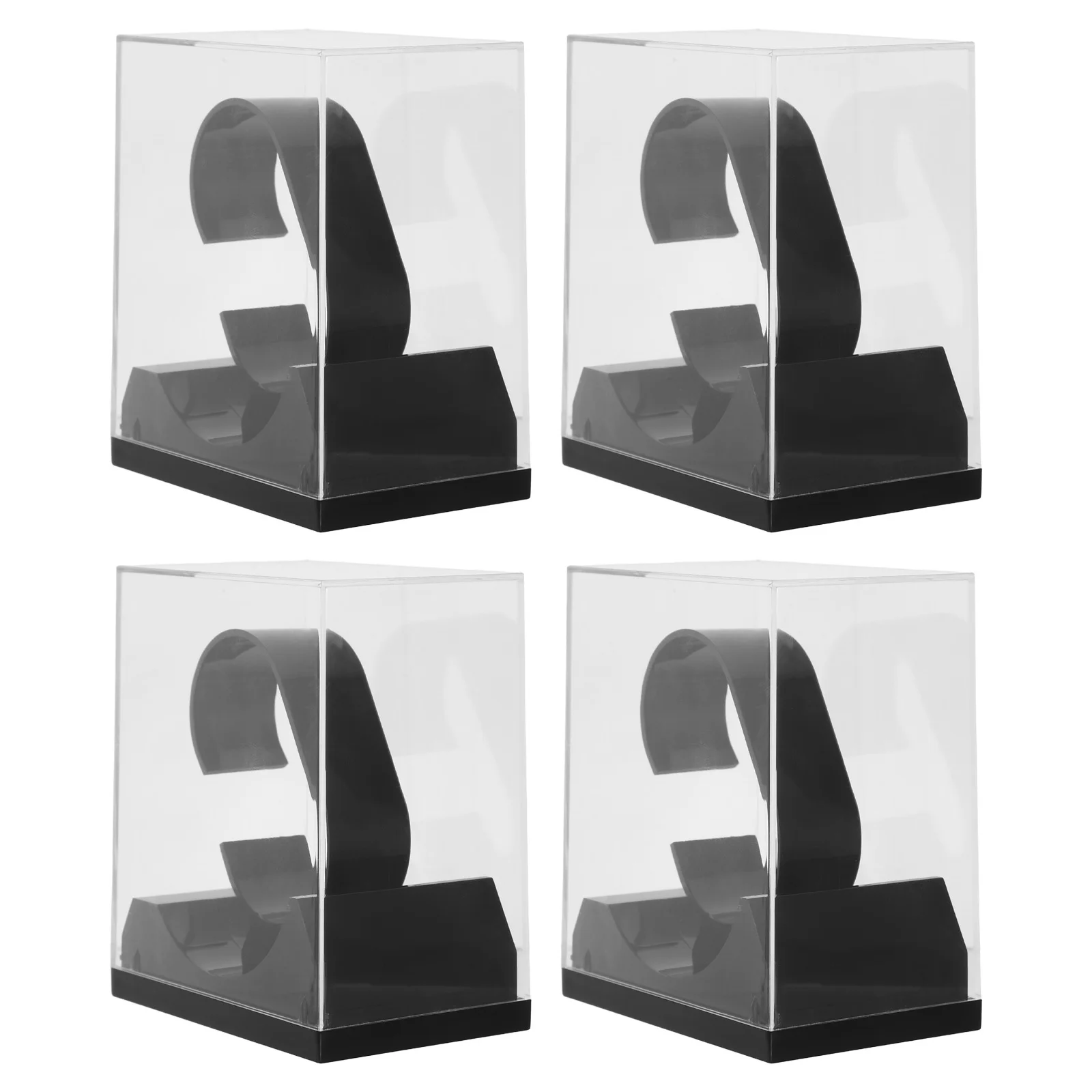 

4Pcs Clear Plastic Watch Storage Box Transparent Organizer Single Watch Case Jewelry Holder Bangle Stand Gift Box for Watches