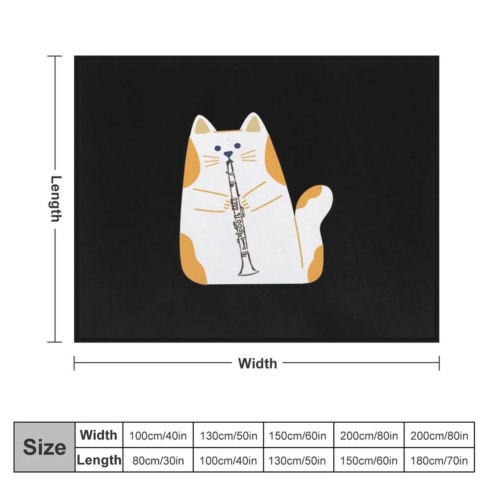 cat playing the CLARINET Throw Blanket for sofa Plush For Decorative Sofa Sofas Blankets