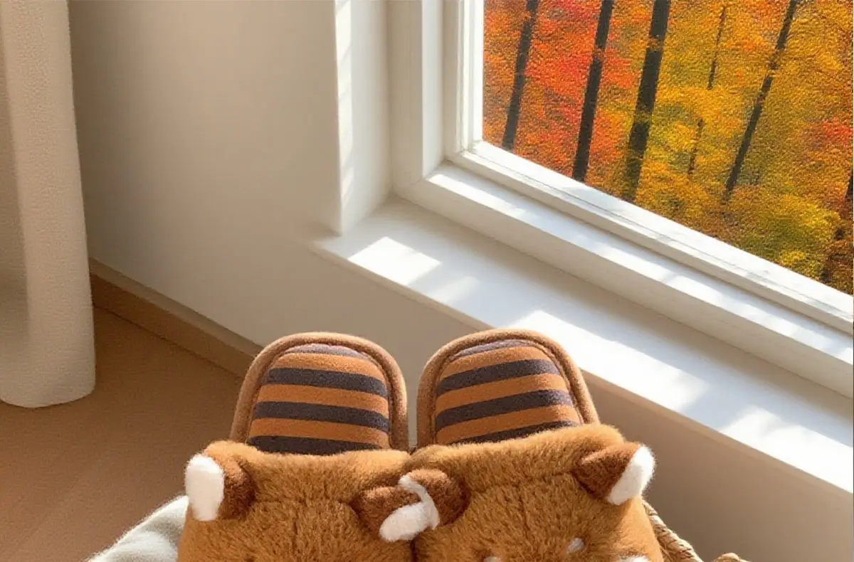 Niedliche braune Waschbär-Hausschuhe für Damen und Herren, große Größen, Tierfell-Slipper, flauschige Hausschuhe für Paare. – Detail 3