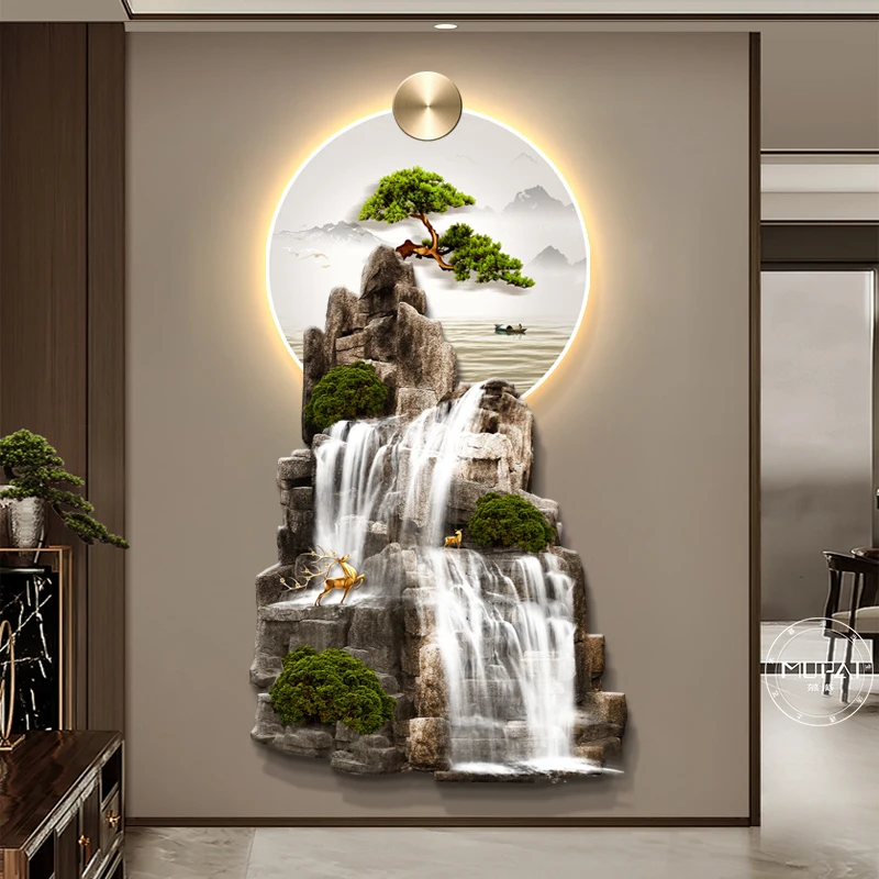 Modern Design Entrance Hall 3D Decorative Painting Abstract Art Hanging Painting Corridor Wall Decoration LED Light Painting