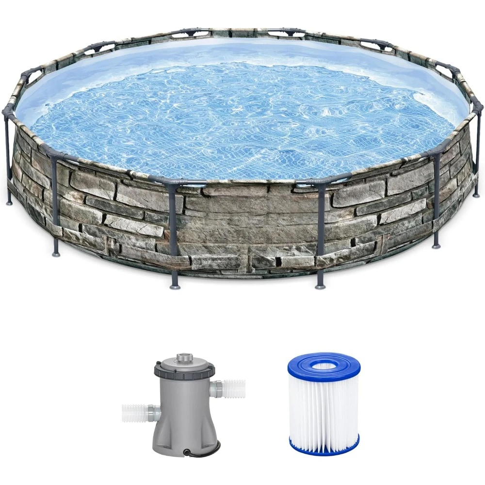 12’ x 30” Steel Pro MAX Round Frame Above Ground Swimming Pool with Filter Pump