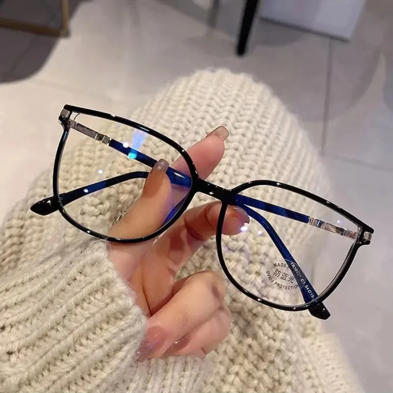 

Anti Blue Light Reading Glasses for Women Stylish Large Frame Eyeglasses Set with Diamonds Presbyopic Plano Lenses Eyewear