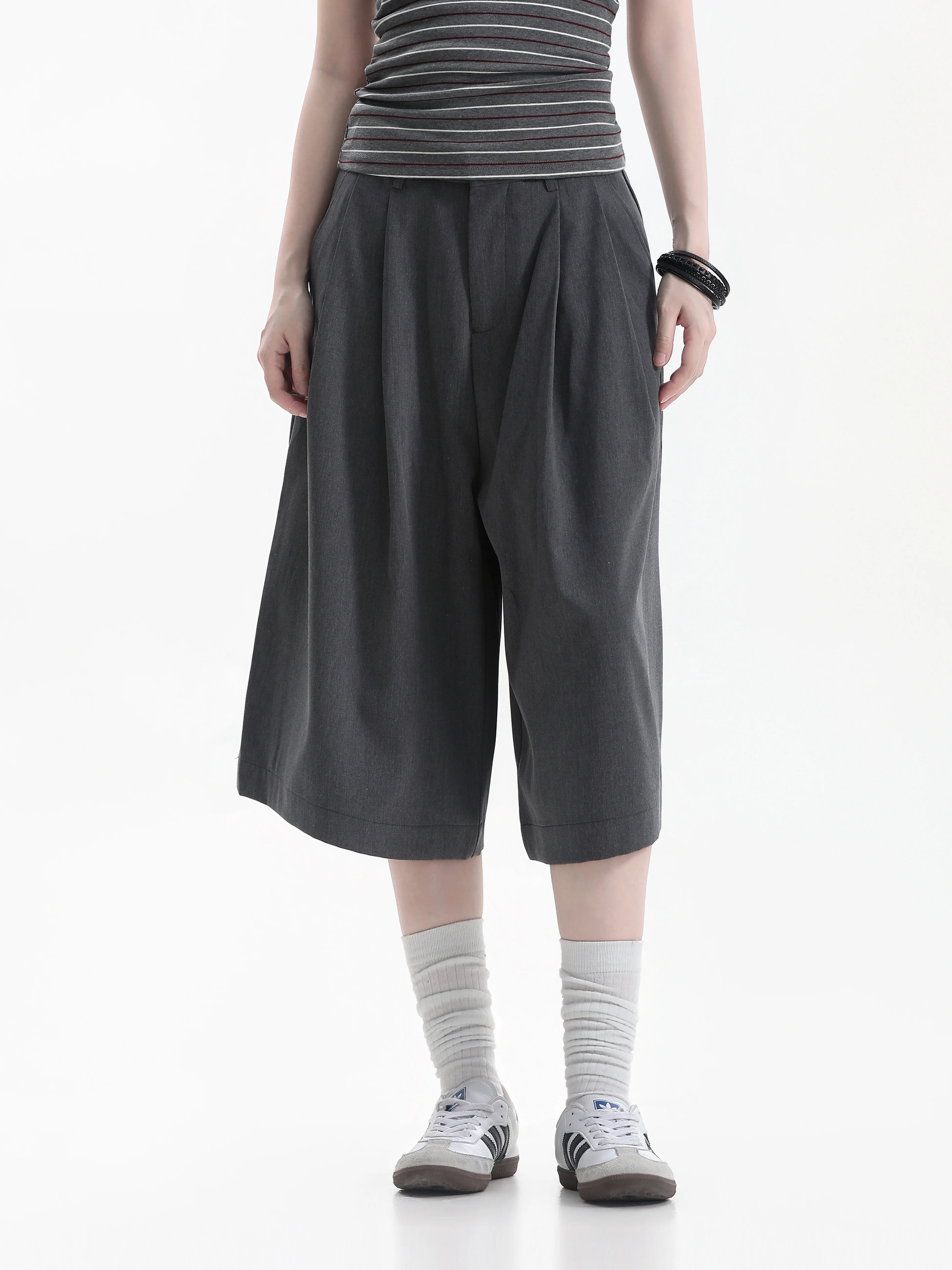 Cleanfit Casual Pants Draped Loose Fit Wide Leg Seven Inch Folded Trousers Neutral Style Comfortable Loose Feeling Polyester ...