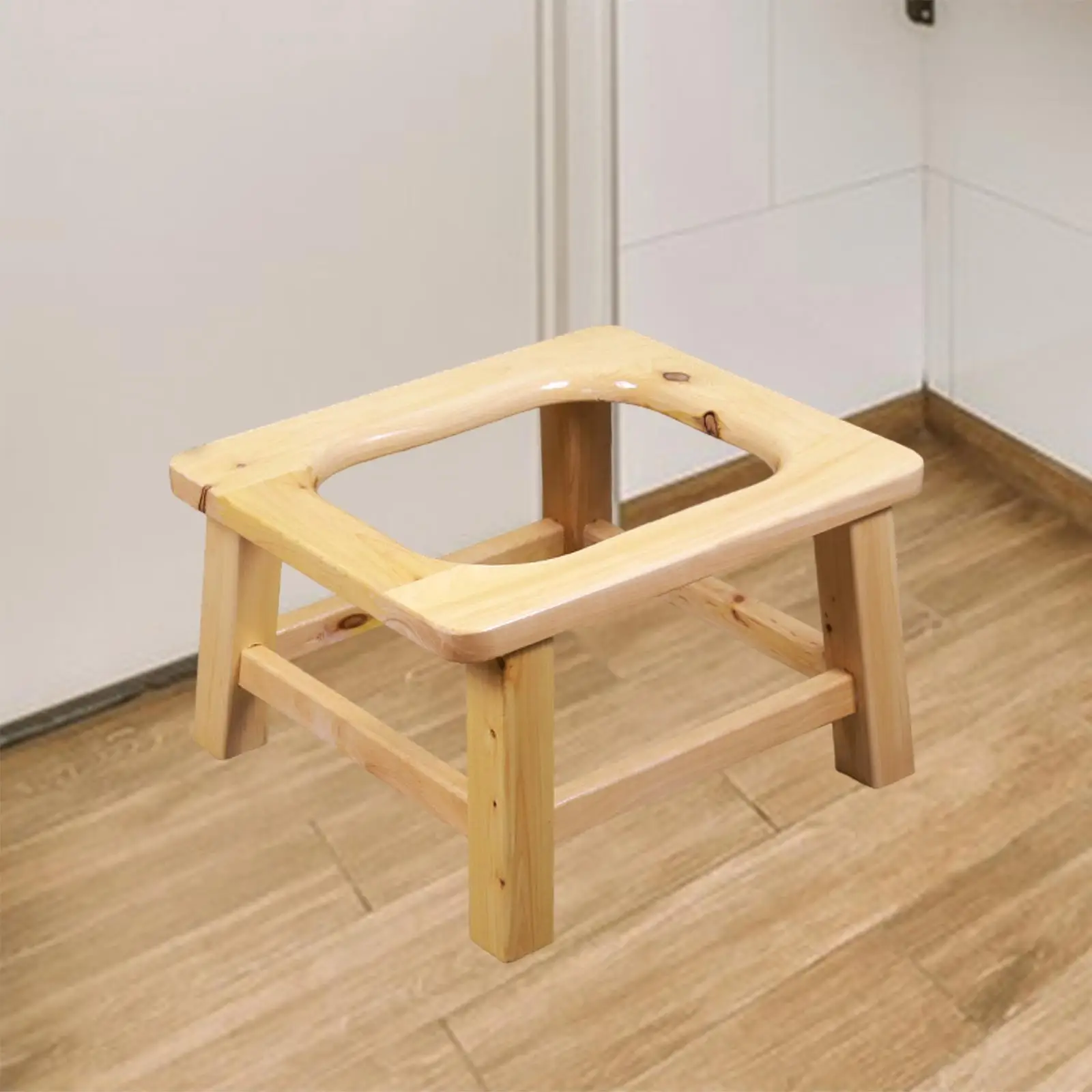 Raised Toilet Seat Wood Portable Assistance Squatting Stool for Elderly Seniors Adults Toilet Shower Commode Chair Homecare