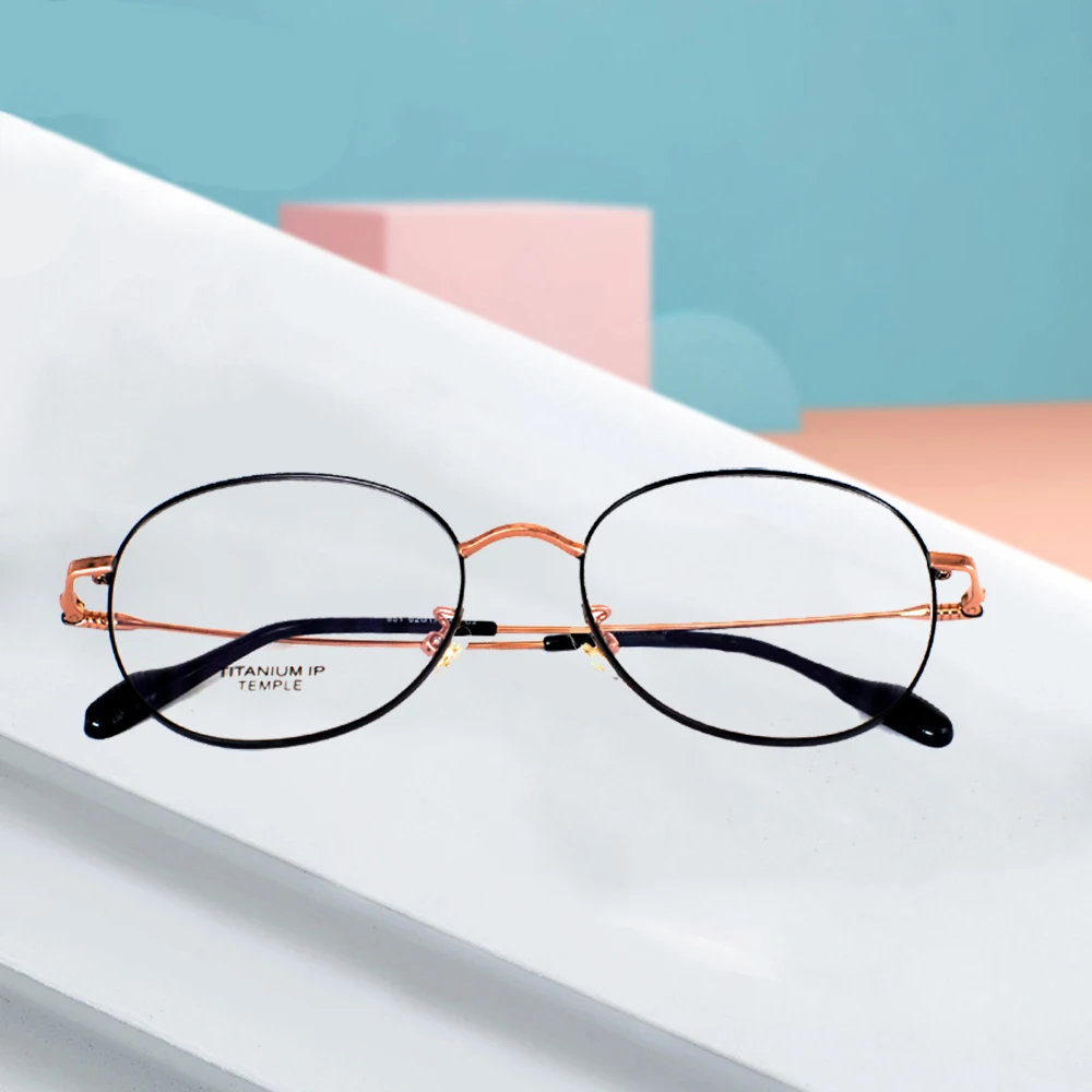 

2023 Metal Eyeglasses Frame Men Women Retro Circular Optical Glasses Myopic Eyewear Titanium Temple Original Fashion Popular