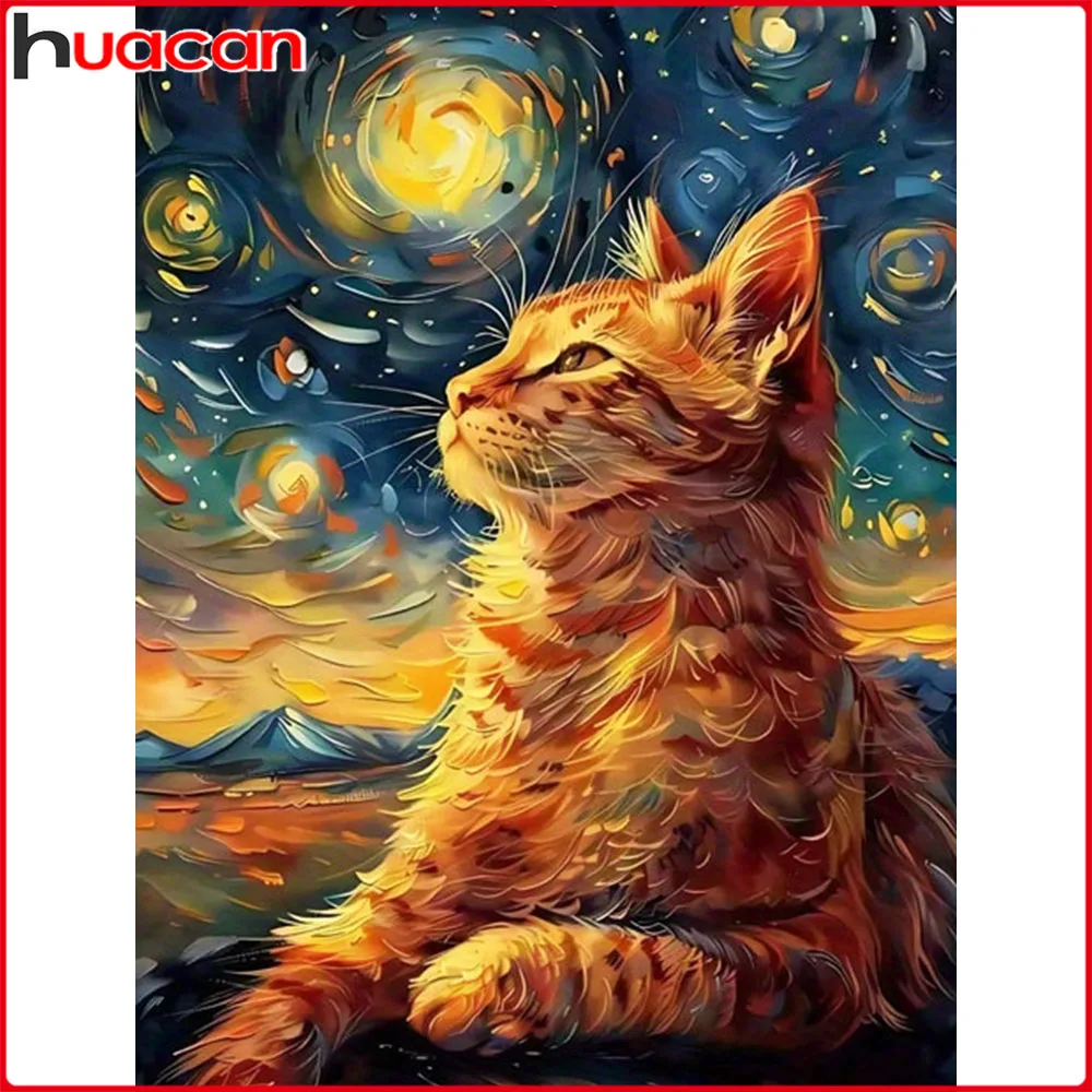 Huacan Neuheiten 2026 Diamantmalerei Sternenhimmel Katze Diamantmosaik Tier Landschaft Komplettset Bastelset