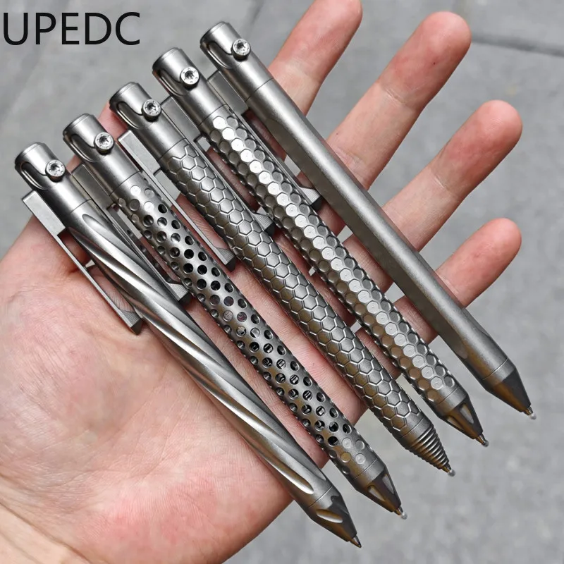 

UPEDC 5 Types Titanium Alloy Mechanical Pen U-shaped Press Pen G2 Refill Nottingham Pen EDC