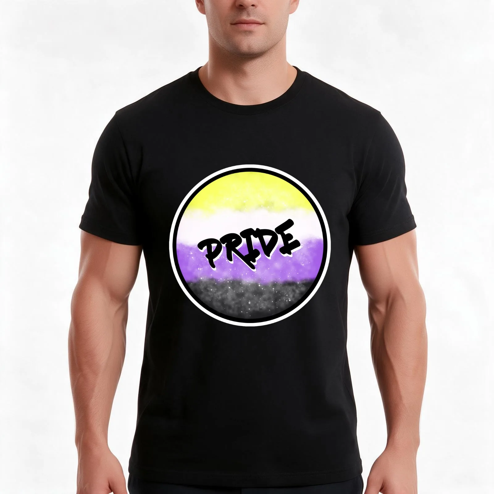 Non-Binary Pride T-Shirt, Summer Casual Cotton Tee, Oversized Streetwear Tops, Vintage Graphic Print, Loose Fit Short Sleeve